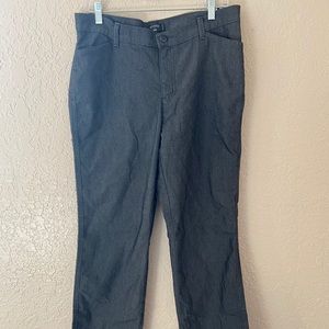 Black and grey striped pants.